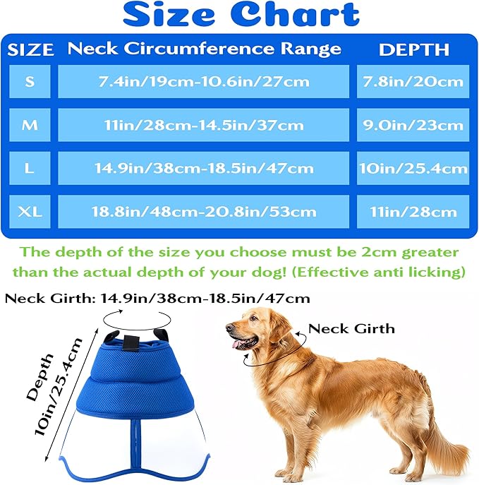 Soft Dog Cone Collar - Adjustable Recovery Padding Cone for Small Dogs After Surgery to Stop Licking, Breathable Lightweight Elizabethan Protective Neck Collar for Pet Cat Puppy (L)