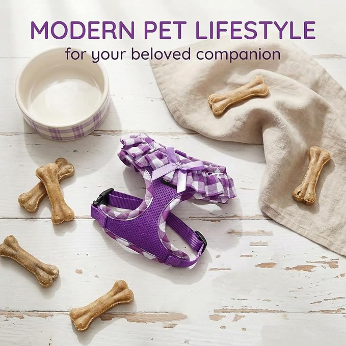 SuperBuddy Upgraded Soft Mesh Dog Harness, Super Breathable Lightweight Pet Harnesses for Puppy Dogs Outdoor Walking, Purple -XSmall