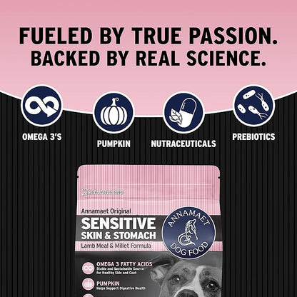 Annamaet Original Sensitive Skin & Stomach Dry Dog Food, (Lamb, Whitefish & Millet), 5-lb Bag