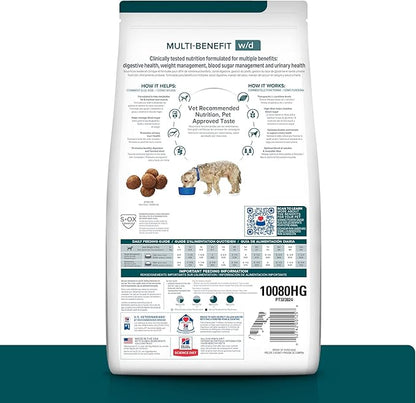 Hill's Prescription Diet w/d Multi-Benefit Digestive/Weight/Glucose/Urinary Management Dry Dog Food, Chicken, 17.6 lb. Bag