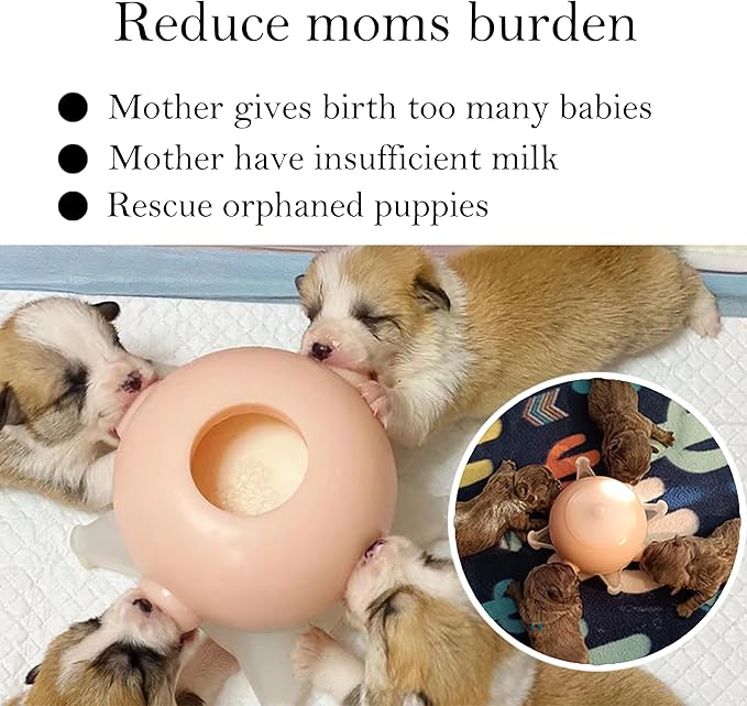 Doggiema Doggiema puppy's feeders Nipple Feeder Puppy Feeding Milk replacer Nursing Station puppy's Bottles Dongdong pet (M Size Bowl Small Dog)
