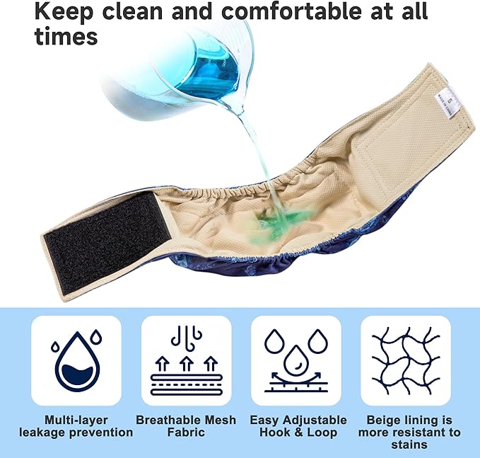 Male Dogs Diapers Belly Bands(4Pack), Washable Reusable Male Boy Doggy Wraps Panties for Doggie Puppy Pooping Potty Training Incontinence Marking Pañal para Perro XX-Large