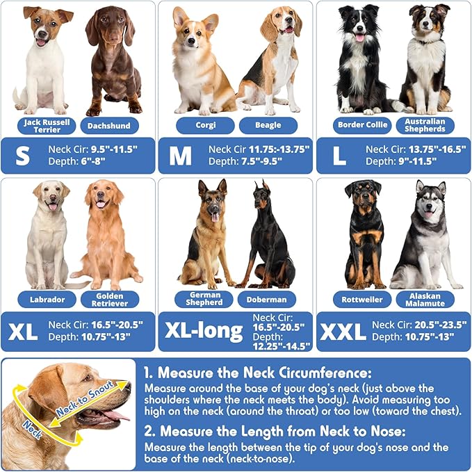 Dog Cone, Transparent Recovery Collar for Giant Breeds, E Collar After Surgery to Stop Licking, Depth Adjustable Soft Cone Not Block Vision Patented (XXL)