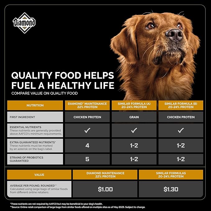Diamond Maintenance Adult Dry Dog Food 22/12 for Moderately Active Dogs 20lb Bag