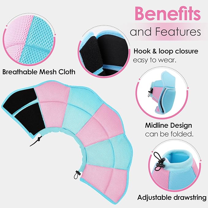 AOFITEE Large Dog Cone - Soft Dog Cone Stop Licking, Adjustable Extra Large Cones Dogs for Wound Healing, Pet Elizabethan Cones Collar After Surgery, XL Fabric Pet E-Collar, BluePink X-Large