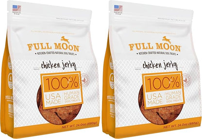 Full Moon Chicken Jerky Dog Treats | Human Grade | Made in USA | Grain Free | 24 oz Pack of 2