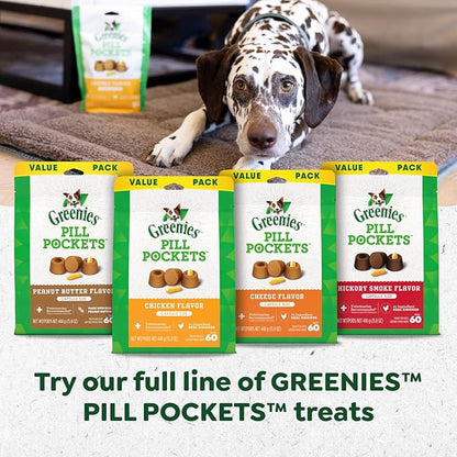 Greenies Pill Pockets for Dogs Large Size, Dog Treat Pouch for Capsule Medication, Peanut Butter Flavor, (6) 7.9 oz. Pouches