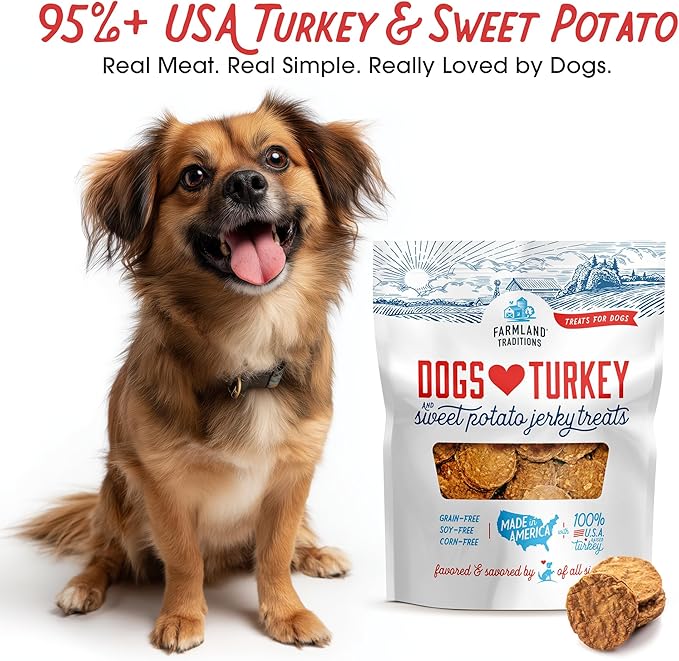 Farmland Traditions Filler Free Dogs Love Turkey & Sweet Potato Premium Jerky Treats for Dogs, 3 Pound Bag
