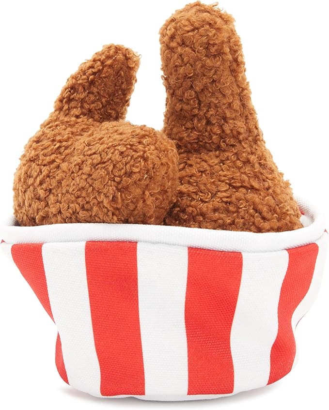 Barkbox 2 in 1 Interactive Plush Dog Toy - Rip and Reveal Toy for Dogs and Puppies - Stimulating Squeaky Pet Toys | Bucket o' Fried Licken
