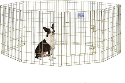 MidWest Homes for Pets 30-Inch Exercise Pen, for Indoor and Outdoor Use, 16 Sq Feet of Play, Single Door Folding Dog Pen, with Large Door Opening & Secure Latch, Easy to Set Up, Foldable Dog Playpen