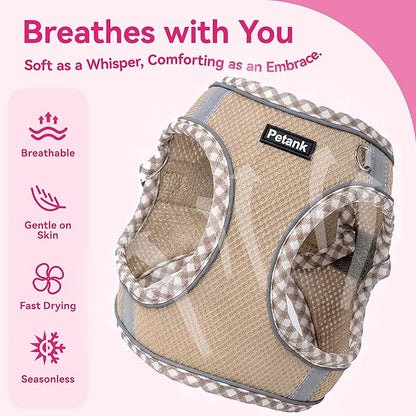 Petank Dog Harness for Small Medium Dogs No Pull, Puppy Harness and Leash Set for Walking, Running, Training, Small Dog Harness, Medium Dog Harness (Brown, XXS)