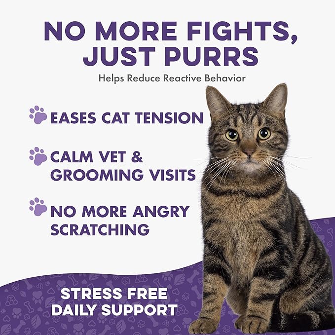 Anti Aggression for Cats Calming Remedy, A Natural Diffuser and Cat Calming Aid for Stress, Spiteful Spraying, Scratching & Territorial Behavior, Non-Drowsy, 400 Odorless, Tasteless Pills