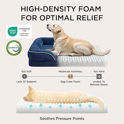 Bedsure Jumbo Orthopedic Dog Bed for Extra Large Dogs - Washable XLarge Dog Cat Bed Waterproof, Comfort Dogs Couch Sofa with Washable Removable Cover, Pet Bed with Nonskid Bottom, Blue Navy, 45"