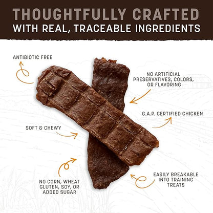 Earth Animal Wisdom Air Dried Jerky - Chicken Recipe Premium Natural Jerky Strips Dog Treats - 3 Pack 4 oz Bag