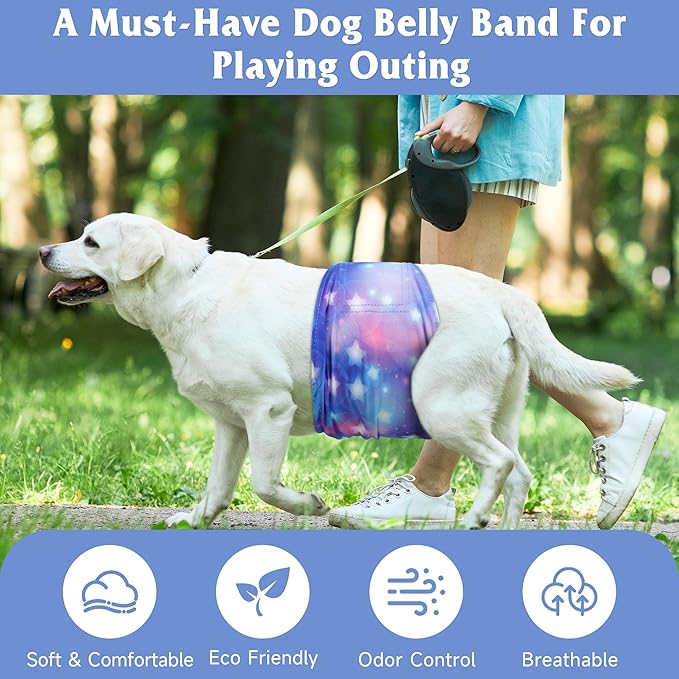 5 Pack Dog Diapers Male Reusable, Premium Belly Bands for Dogs, High Absorbing Male Dog Pee Wraps for Doggie in Incontinence or Excitable Urination Galaxy M