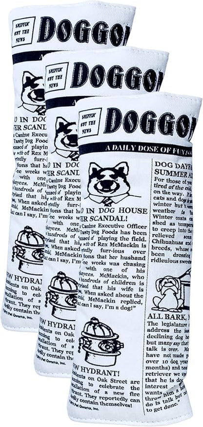 Pet Qwerks Plush Interactive Dog Toys - Newspaper Squeaker Toy - 10 in,Large Breeds (Pack of 3)
