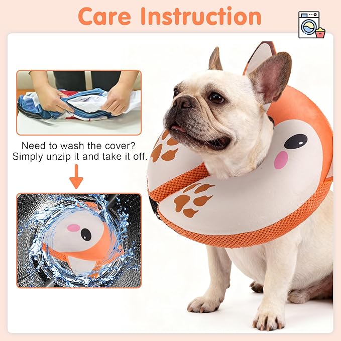 BEAUTYZOO Inflatable Dog Cone Collar Alternative After Surgery, Soft Donut Recovery E-Collar for Large & XL Dogs Girls Boys, Adjustable Pet Neck Cone to Stop Licking Wounds, XL