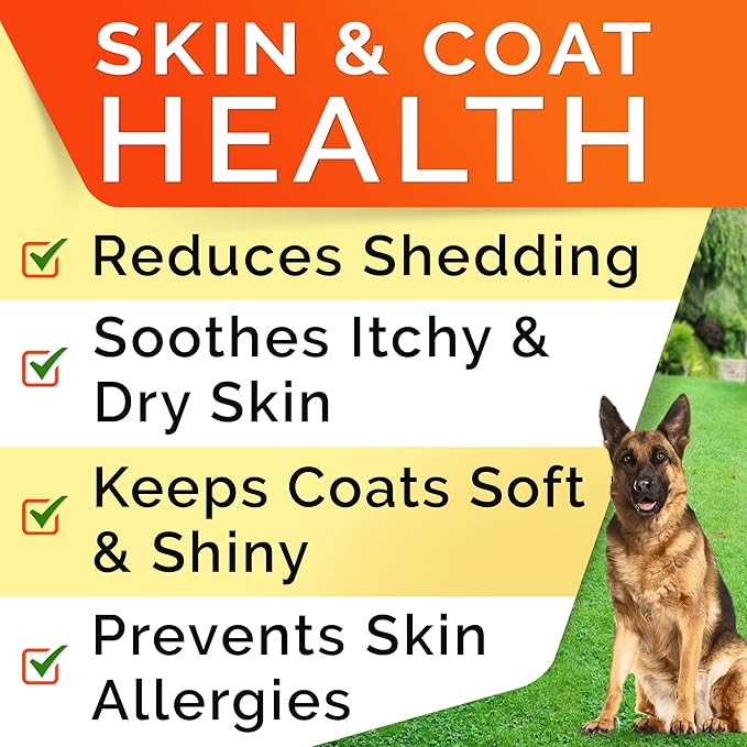 STRELLALAB Omega 3 for Dogs - (540Ct) Fish Oil Treats - Allergy & Itch Relief Skin&Coat Supplement - Dry Itchy Skin, Shedding, Hot Spots Treatment, Anti Itch - Pet Salmon Oil Chews - Chicken
