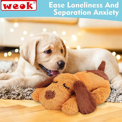 WEOK Heartbeat Puppy Toy, Comfort Cuddler Pillow, Dog Anxiety Relief Calming Aid,Heartbeat Stuffed Toy for Dogs,Puppy Heartbeat Toy Sleep Aid,Dog Heartbeat Toy for Pet