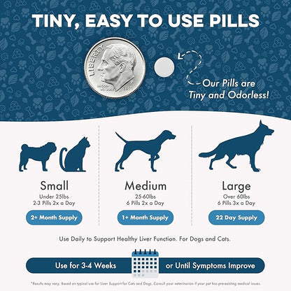 Dog Liver Supplement Detox Formula – Gentle Hepatic Liver Support for Dogs with Vomiting Or Stomach Upset – with Natural Milk Thistle for Dogs – Tiny Odorless Pills for Stress-Free Dosing – 400 Count