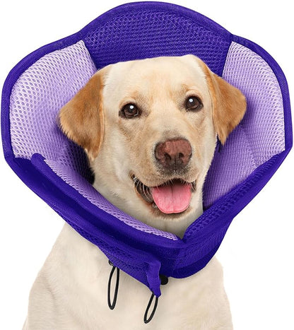 AOFITEE Large Dog Cone - Soft Dog Cone Stop Licking, Adjustable Extra Large Cones Dogs for Wound Healing, Pet Elizabethan Cones Collar After Surgery, XL Fabric Pet E-Collar, Purple X-Large