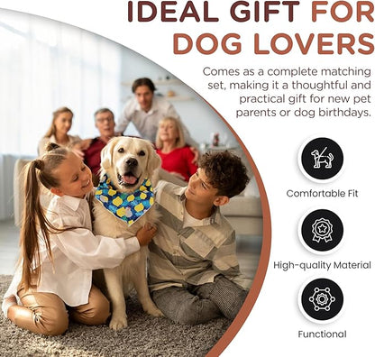 No Pull Harness and Leash Set - 6-in-1 Adjustable Vest Harness and Collars for Medium and Large Dogs. (Lemon, Medium)