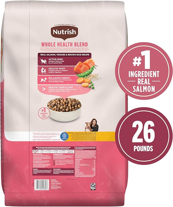 Nutrish Salmon Dry Dog Food, 26 Pound Bag