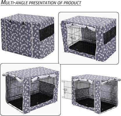 Pethiy Dog Crate Cover Durable Polyester Pet Kennel Cover Universal Fit for Wire Dog Crate - Fits Most 36 inch Dog Crates - Cover only-Sky Gray-36