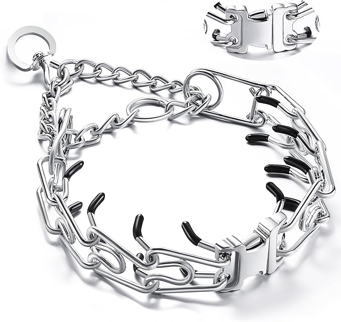 Prong Collar for Dogs, Adjustable Dog Training Collar with Quick Release Buckle for Small Medium Large Dogs (XL/Neck Girth 16.9"-22.2")