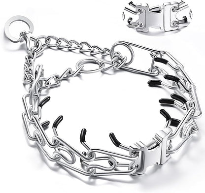 Prong Collar for Dogs, Adjustable Dog Training Collar with Quick Release Buckle for Small Medium Large Dogs (XL/Neck Girth 16.9"-22.2")