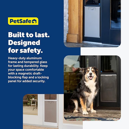 PetSafe Sliding Glass Pet Door - No-Cut DIY Install Doggy Door for Renters - Aluminum Frame - Adjustable Height 75 7/8" to 80 11/16" - Ideal for Large Dogs Up to 100 lb - Black