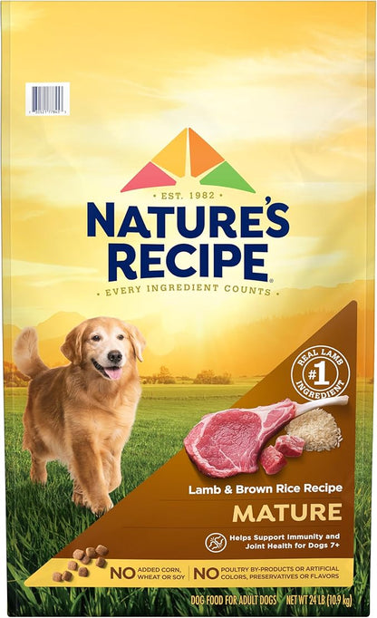 Nature’s Recipe Mature Lamb & Brown Rice Recipe Dry Dog Food, 24 lb. Bag