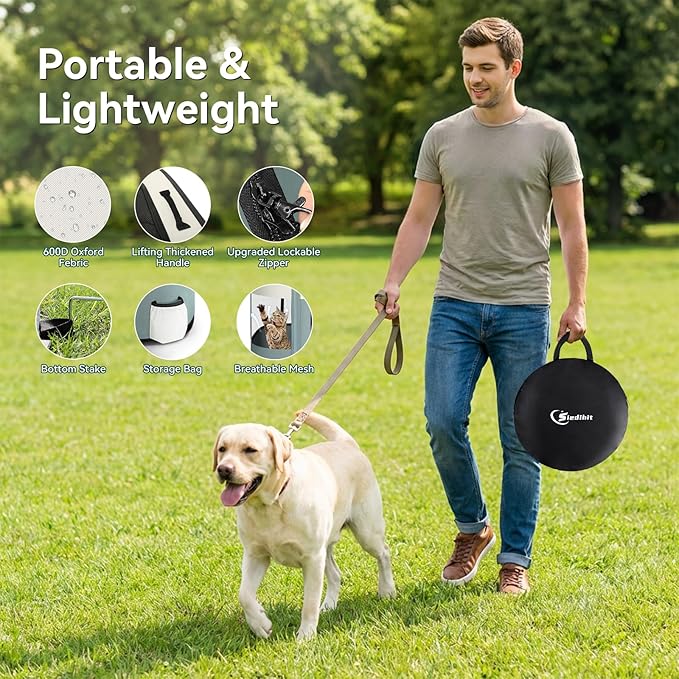 Dog Playpen,Cat Pet Puppy Pen,Portable Playpens for Dogs Indoor Outdoor Travel Camping Use,Foldable Dog Kennel Tent Crate for Rabbit Small Animals with Carrying Case (Grey, Large)