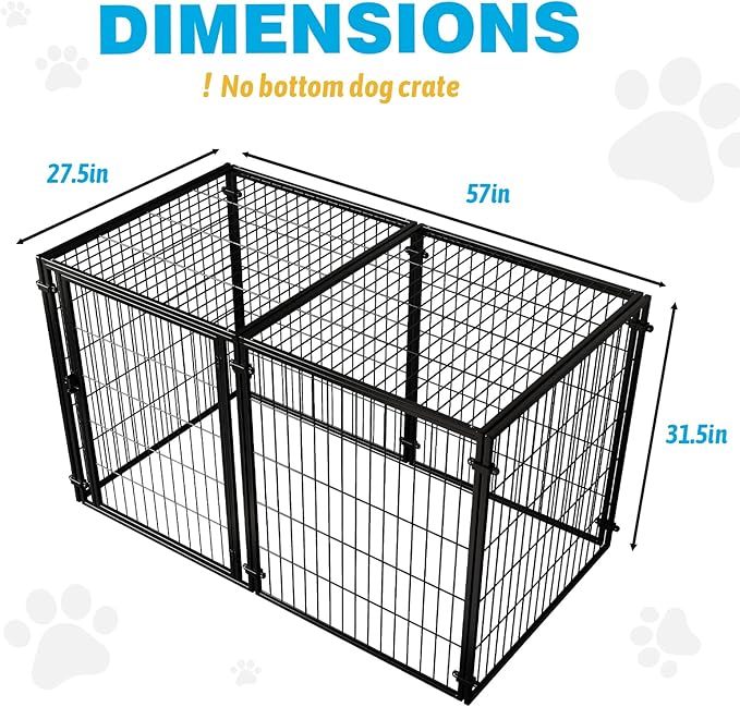 XPIY Large Dog Crate – Metal Kennel for Medium and Small Dogs, Safe Indoor & Outdoor XL Big Puppy Cage, Pet Playpen Yard, Dog Fence Playpen Easy Assembly (Black(No mat), 59Inch(No mat))