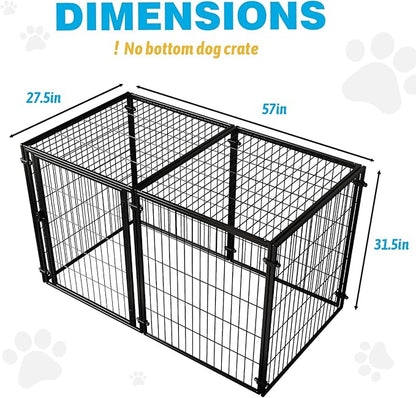 XPIY Large Dog Crate – Metal Kennel for Medium and Small Dogs, Safe Indoor & Outdoor XL Big Puppy Cage, Pet Playpen Yard, Dog Fence Playpen Easy Assembly (Black(No mat), 59Inch(No mat))
