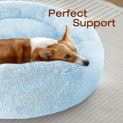 JOLLYVOGUE Dog Beds Large Sized Dog, 36 inches Calming Soft Anti-Anxiety Donut Dogs Bed, Washable Round Fluffy Cushion for Large Pets, Fits up to 80 lbs Pets