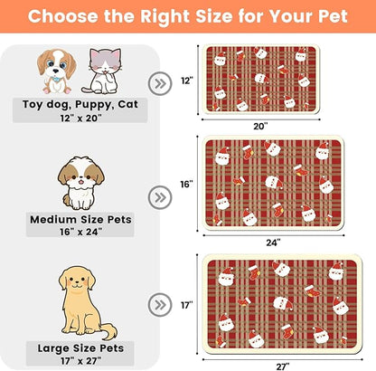 Pet Feeding Mat-Absorbent Pet Placemat for Food and Water Bowl, with Waterproof Rubber Backing, Quick Dry Water Dispenser Mat for Dog and Cat (20"x12", Red)