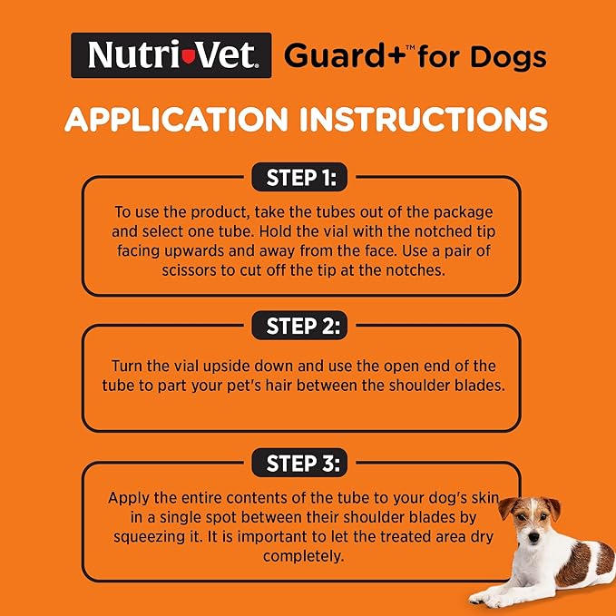 Nutri-Vet Guard+ for Dogs, Flea and Tick Prevention Spot On Drops, Topical Treatment for Dogs 5-22 lbs, Puppy Essentials, Waterproof Formula, 3 Monthly Doses, 90 Days of Protection