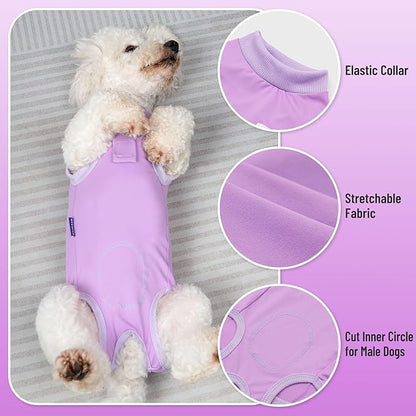 cyeollo Dog Surgery Recovery Suit Soft Breathable Female Male Pet Bodysuit for Spay, Neuter, Surgical Recovery Shirt for Small Medium Large Dogs, Purple, S