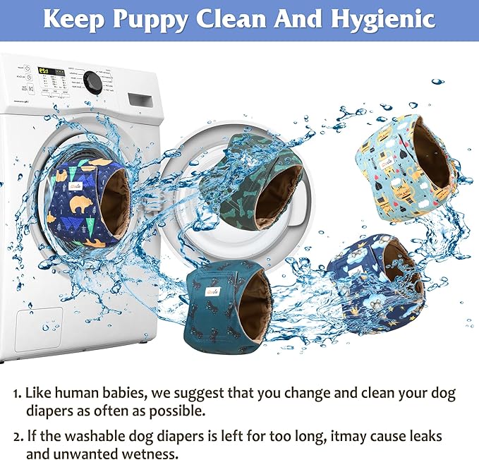 5 Pack Dog Diapers Male, Premium Belly Bands for Male Dogs, High Absorbing Male Dog Pee Wraps for Doggie in Incontinence or Excitable Urination and Training L