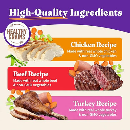 Halo Wet Dog Food Variety Pack, Three Canned Whole Meat Chicken Stew, Beef Stew, Turkey & Salmon Stew, 13.2 Oz Can (Pack of 6)