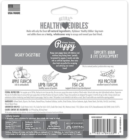 Nylabone Healthy Edibles Natural Puppy Chews Long Lasting Treats for Puppies, Lamb & Apple Flavor, Small/Regular (4 Count) (Pack of 2)
