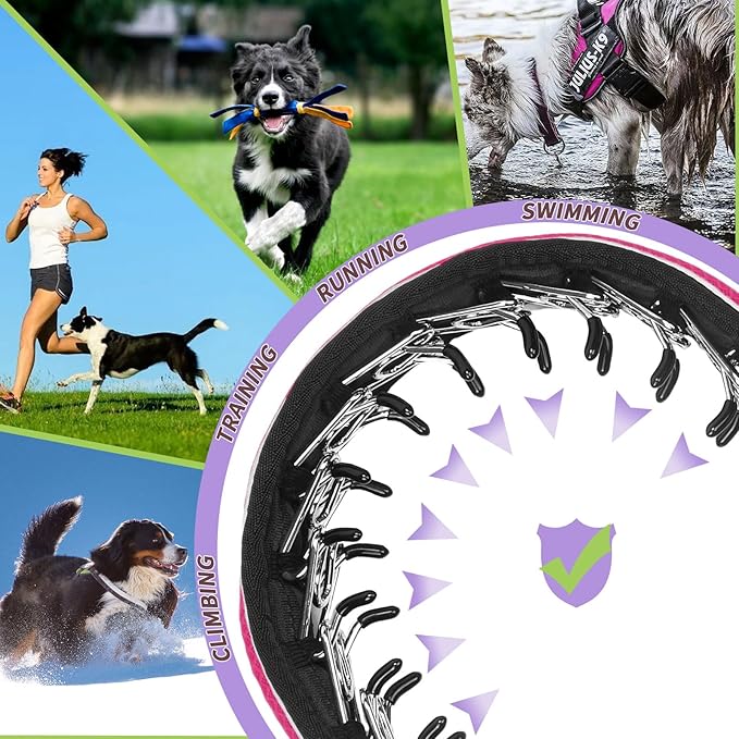 Martingale No Pull Dog Collar for Large Medium Dogs Training Walking, Heavy Duty Nylon Reflective Adjustable Anti Pull Slip Collar with Buckle M Hot Pink
