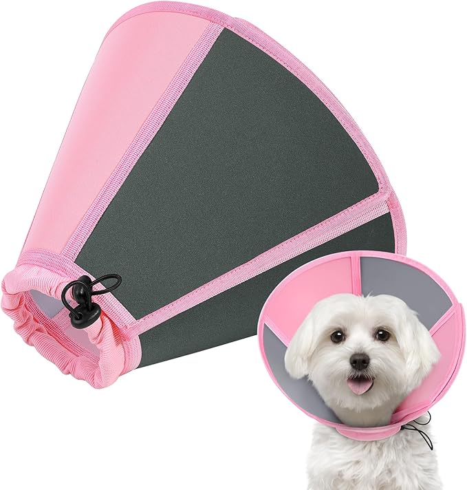 SUNFURA Dog Cone - Soft Cone for Dogs to Stop Licking, Comfy Dog Cones E-Collar Alternative After Surgery, Adjustable Dog Recovery Collar for Wound Care, Spay, Neuter, Pink Small