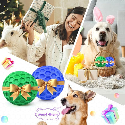 Tough Dog Chew Toys for Aggressive Chewers, Indestructible Dog Balls for Aggressive Chewers, Squeaky Toys for Large Dogs, Squeaky Balls for Dogs, Interactive Funny Heavy Duty Ball