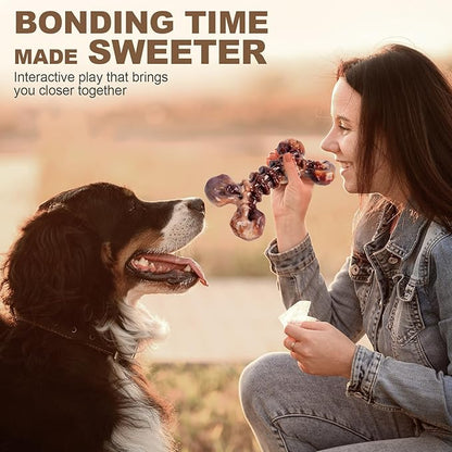 Kseroo Indestructible Dog Toys for Aggressive Chewers 3-Pack: Bacon Flavored Dog Chew Toys, Tough Dog Toys for Medium & Large Dogs (20-90lbs), Heavy Duty Nylon Dog Bone Toys to Keep Them Busy, Brown