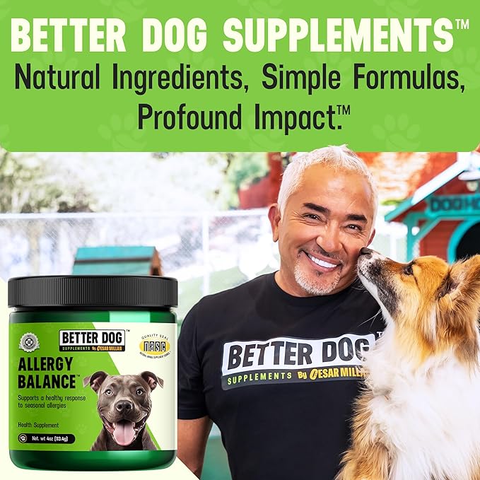 Better Dog Supplements Allergy Balance by Cesar Millan – Natural Allergy Support Powder for Dogs – Seasonal Allergies, Itching & Occasional Allergy Relief with Herbal Ingredients – 4oz (60-Day Supply)