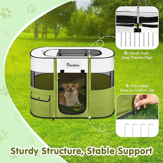 Dog Playpen, Portable Pet Playpen Cat PlayPens, 600D Oxford Dog Kennel Tent Crate, Waterproof&Breathable, Indoor Outdoor Travel Camping Use for Medium/Large Breed with Carrying Case+Folding Bowl(M)