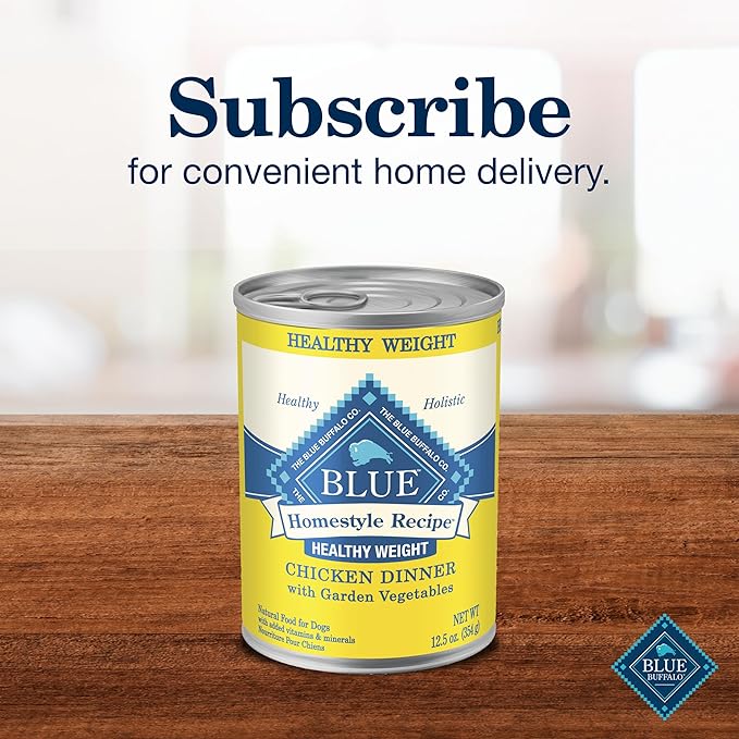 Blue Buffalo Homestyle Recipe Natural Adult Healthy Weight Wet Dog Food, Chicken 12.5-oz can, 12 Count (Pack of 2)