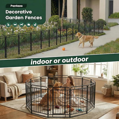 Dog Playpen Outdoor 12 Panels 47'' Rustproof Metal Dog Fence with Gate Small Medium Portable Large Dog Play Pen 27FT 106 Sq.ft for RV Camping, Trips, Play Yard